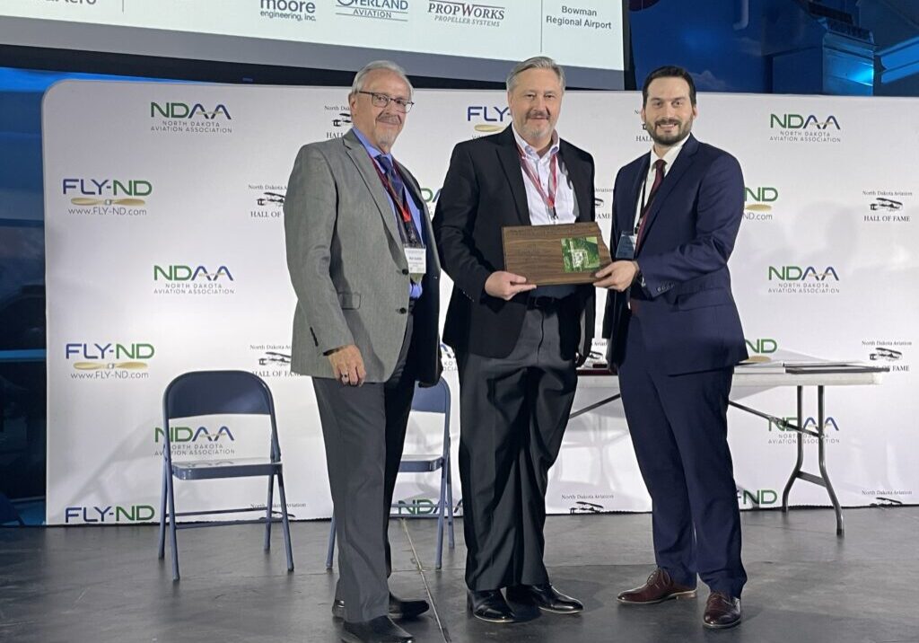 Pictured left to right are Rick Audette (Director of Operations, GFK Airport), Ryan Riesinger (Executive Director, GFK Airport) and Kyle Wanner (Executive Director, ND Aeronautics Commission)